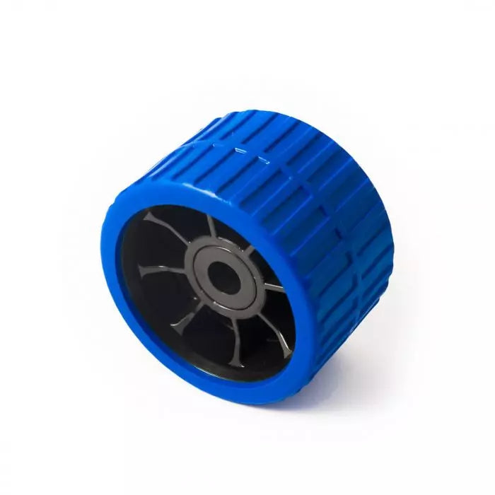 Blue Ribbed Roller 74w x 120mm Diameter With 15mm Bore