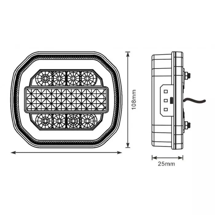 LED Trailer Light Kit, DC12-24V, IP65, Enhanced Magnetic Base, 2.5M Cable Between Lights, 7.5M Cable to Plug, 2 Triangle Reflect
