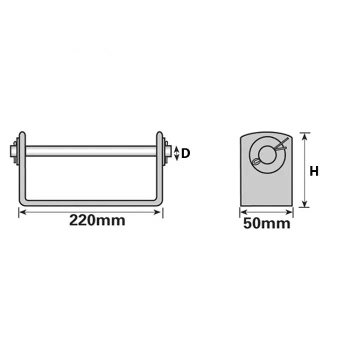 Bracket For 8" Boat Rollers With 16mm Bore