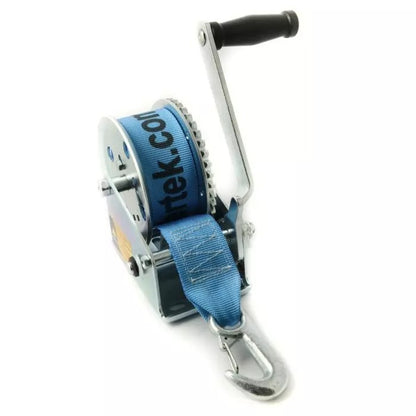 TT hand winch 525, 320 kg. cap. c/w . strap & hook