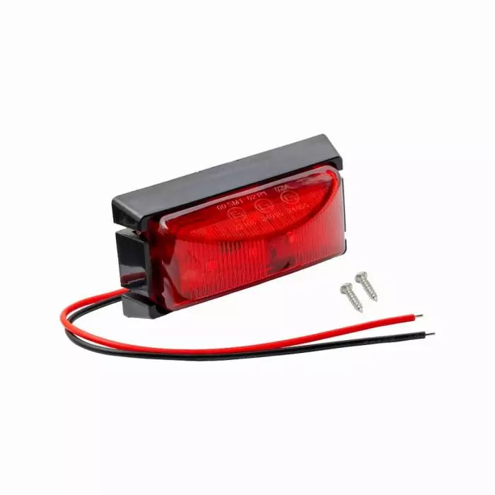 LED Side Marker Light, DC12-24V, Red Lens, IP65, Screw Base, E-mark Approved